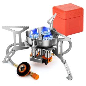 4000W Portable Camping Stove Foldable Powerful Gas Stove Backpacking Burner Collapsible Piezo Ignition with Carrying Case for Outdoor Hiking Cook