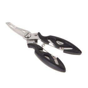 Luya Pliers Stainless Steel Curved Mouth Fish Line Scissors Multi-functional Clip Fish Line Sub Ring Opening Fishing Tools (Color: black)