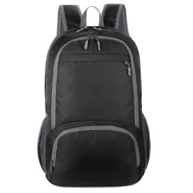 Foldable Lightweight Waterproof Backpack Travel Hiking Daypack (Color: black, Type: Sports Bag)