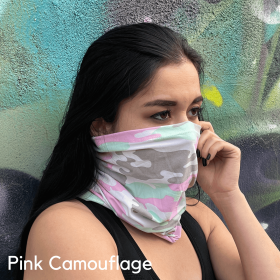 Sports Neck Gaiter Face Mask for Outdoor Activities (Color: Pink Camouflage)