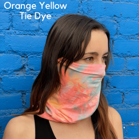 Sports Neck Gaiter Face Mask for Outdoor Activities (Color: Orange Yellow Tie Dye)